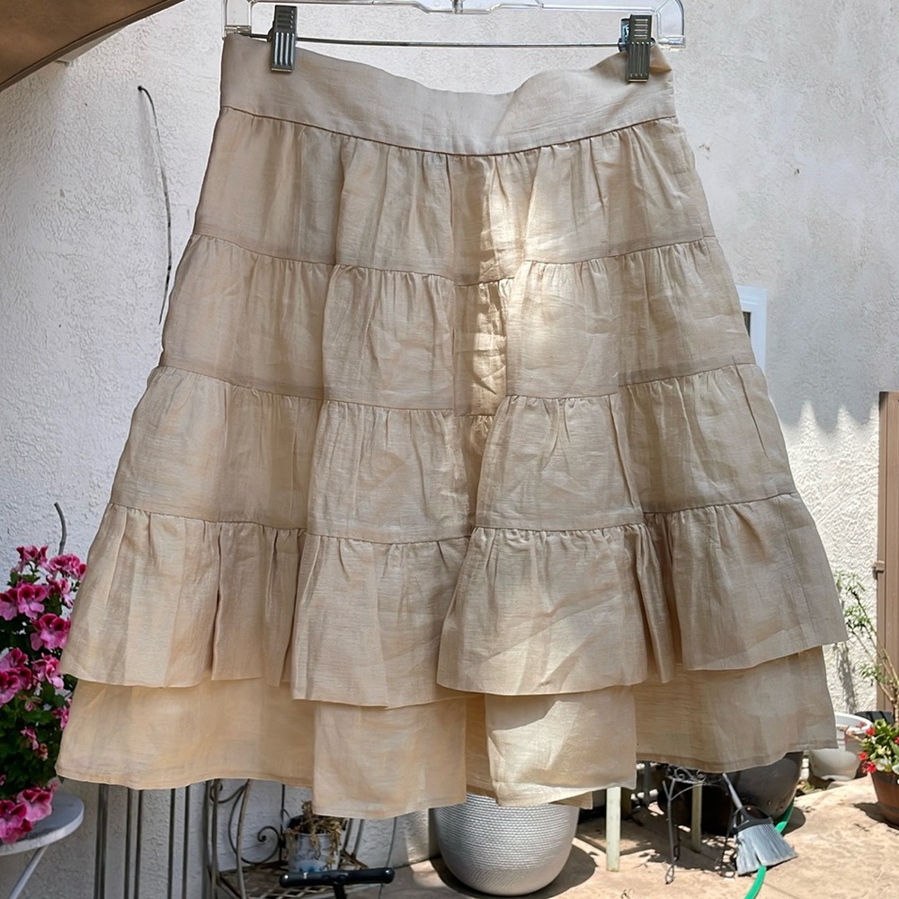 SANDRO| Beige Ruffled Skirt - Picture 6 of 12